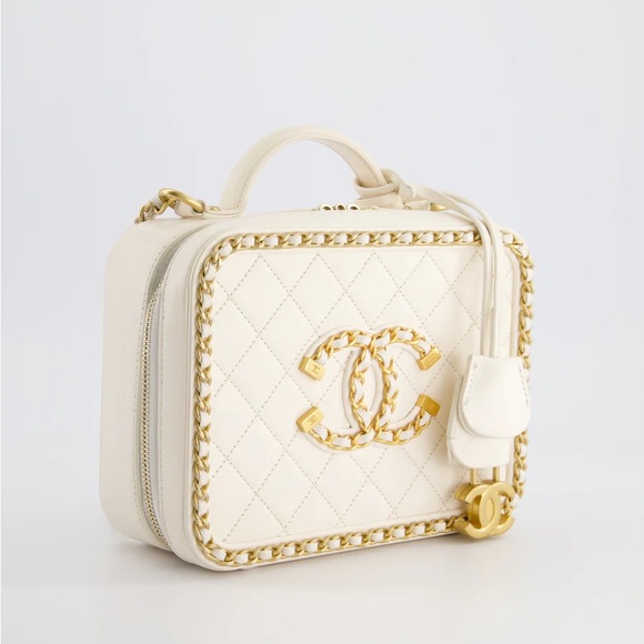 Chanel White Filigree Goatskin CC Vanity Case with Gold hardware - Picture 2 of 11